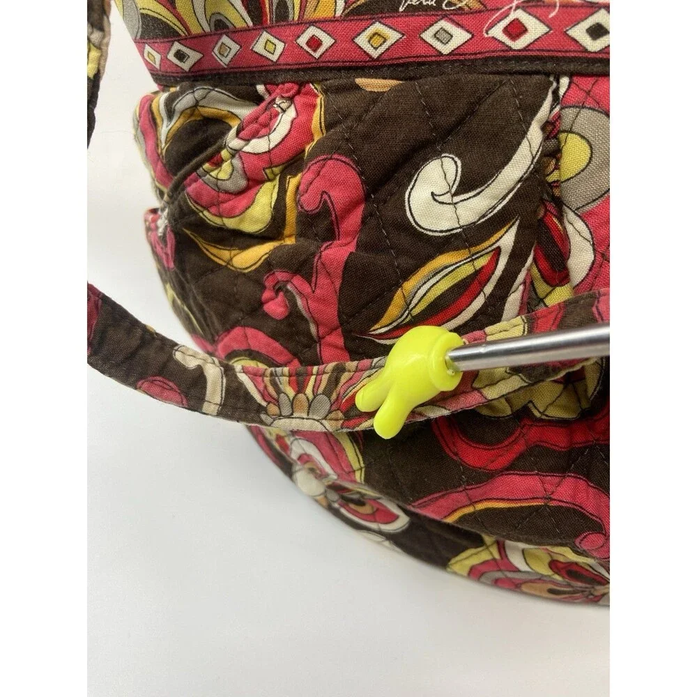 RETIRED Vera Bradley Morgan Tote Bag Mod Floral Pink Brown Yellow Birds Lot Of 2